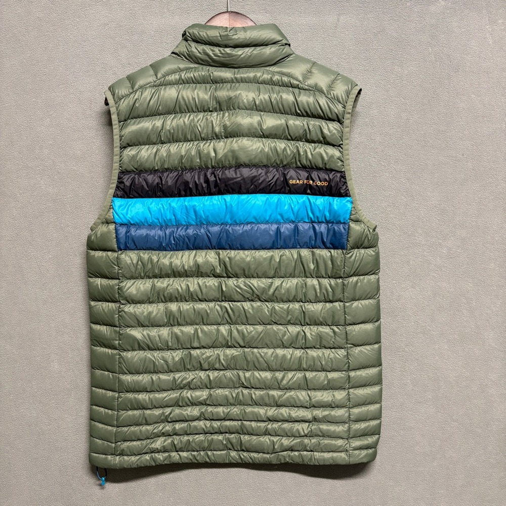 Cotopaxi Fuego Down Vest Mens Medium Green Blue Puffer Full Zip Insulated Jacket - Picture 2 of 14